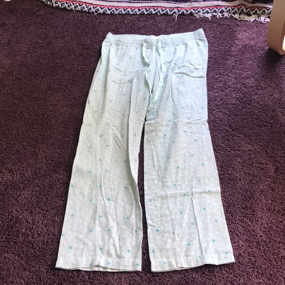 blue snowflake pajama pants